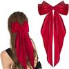 WLLHYF Fermagli con fiocco grande a coda lunga, pinze per capelli in raso morbido e setoso, fermagli in metallo, accessori anni '90 per feste, San Valentino, donne