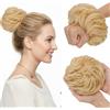 MY-LADY Chignon Finto per Capelli Veri- Cerchio Elastico Dritto Biondo - Facile Updo Naturale per Donne Ragazze Per Eventi e Spettacoli 45g Riccio