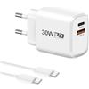 Gcstnn 30W USB C Caricabatterie con 2M Cavo, Gcstnn 2 Porte Rapido Caricatore, Tipo C Alimentatore per Google Pixel 9Pro XL/9Pro/9/8a/8Pro/8/7/6/9 Pro Fold/Watch, iPhone 15 Pro Max, Samsung Galaxy S24 Ultra