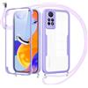 Jrkvniv Cover per Xiaomi Redmi Note 11 Pro con Cordino,360 Gradi Trasparente Custodiacon con Protezione Schermo Integrata,Bumper Rugged Custodia con Regolabile Tracolla Corda Collana per 6.67-Viola