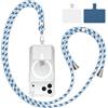 Yoedge Cordino per Cellulare Universale, Regolabile Rimovibile Laccetto Corda da Collo Nylon Catena Collana Tracolla Laccio con 2 Patch per Maggior Parte dei Telefoni e Smartphone,Blu Bianco