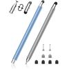 MEKO Penna Touchscreen Magnetico 3 in 1 Penna per Tablet con Punte in Fibra, Gomma e Disco, compatibile con tablet/telefoni come iPhone/iPad/Samsung/Huawei/Xiaomi/Surface/Chromebook - Grigio + Blu