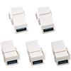 AAOTOKK 3.0 USB Keystone Adapter USB 3.0 A Femmina a Femmina Keystone Jack Insert Adattatore di Trasmissione Dati per Pannello di Uscita Piastra a Muro (Bianco/5 Pezzi)