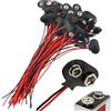 CESFONJER Type T 9V Adattatore per batteria Cuoio Clip per batteria Connettore a scatto Connettore per fibbia per strumenti di illuminazione Telecomando Piccolo prodotto elettronico Cavo da 15cm (30 pcs)