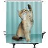 Ulticool Tenda da Doccia - Gatto - 180 x 200 cm - Lavabile - Impermeabile - con 12 Anelli