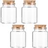Lusofie 4 mini bottiglie di vetro trasparenti con tappo in sughero, piccoli barattoli vuoti con coperchio, barattoli per spezie, fiale in vetro, per decorazioni, regali, feste, spezie da cucina