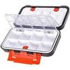 OriGlam Scatola portaoggetti per attrezzatura da pesca, doppio lato, impermeabile, 16 scomparti, scatola organizer per esche da pesca, contenitori portaoggetti (nero)