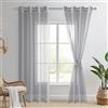 DWCN Tende Voile Grigio per Camera da Letto Tende per Interni Semi-Trasparenti con Anelli per Cucina e Salotto Moderne 2 Pezzi, 132x210 CM, Grigio