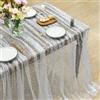 Artoid Mode Gaze Tulle Pellicola Glitter Bianco Argento Tovaglia Rettangolare 150 x 213 cm, Paillettes Argento Biancheria Da Tavola Cucina Vacanze Party Decor