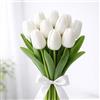 MQIAN 10 Pezzi Tulipani Artificiali, Fiori Artificiali, Fiori Decorativi per Camera di Nozze, Matrimoni, San Valentino, Festa della Mamma, Pasqua (Bianco)