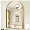 HLFMVWE Specchio da parete ad arco con cornice dorata, 40 x 30 cm, in lega di alluminio, specchio da bagno per la parete, camera da letto, ingresso, soggiorno