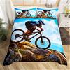 Loussiesd Set con copripiumino a tema sport estremi con motivo con bicicletta mountain bike 3D, per bambini, ragazzi e adulti, decorazione per la camera, set da 2 pezzi, per letto singolo