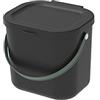 Rotho Albula Bidone Organico Coperchio per la Cucina, Plastica (PP Riciclato), Nero, 6l, Kunststoff recycelt, (23,5 x 20,0 x 20,8 cm)