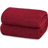 Yebeda Coperta Plaid Pile per Divano e Letto Matrimoniale, 230 x 270 cm | Coperta in Flanella a Motivo Waffle, Leggera, Morbida, Calda, Copridivano, Copriletto per Tutte le Stagioni, Rosso Vinaccia