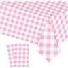 COSORO 2 Pezzi Tovaglia Plastica Rettangolare,137 * 274cm Tovaglia Antimacchia Impermeabile Rosa Bianco Quadri Grande,Tovaglie per Festa Decorazione Desktop per Festa di Compleanno Matrimonio Natale