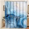 Xiaoterna Tenda da doccia in marmo Tenda da doccia in marmo blu Tenda da bagno impermeabile oro astratto Tenda da doccia moderna di lusso Tessuto impermeabile lavabile in lavatrice 150x180cm