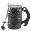 Vaileal Tazza per pneumatici da 500 ml, in ceramica a forma di pneumatico, con cucchiaio, grande tazza per auto, con manico, in ceramica, per caffè, tè, bevande, tazze da caffè per ufficio, amanti dell'auto,