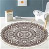 Duories Tappeto rotondo in cotone bohémien, lavabile, tessuto a mano, con nappe, per camera da letto, corridoio, soggiorno e tavolino da caffè, lavabile in lavatrice, 80 cm, fiori #19