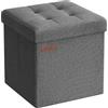 SONGMICS Sgabello portaoggetti piccolo pouf pieghevole, 30 x 30 cm, poggiapiedi cubico con deposito, carico fino a 130 kg, per soggiorno, camera da letto, dormitorio, grigio scuro LSF028G01