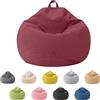 Jinfanshurich Pouf per bambini e adulti, solo rivestimento (senza imbottitura), sedia a sacco per camera da letto, ufficio, soggiorno, terrazza (rosso)
