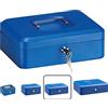 ARREGUI Elegant C9235 Cassetta di sicurezza con chiave per contare e trasportare denaro | Cassetta Portavalori in acciaio con vassoio Portamonete | Cassaforte portatile de 25 cm di larghezza | Blu