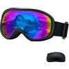 YAMEIZE Occhiali da Sci Maschera Sci Skibrille für Brillenträger Donna Uomo per Snowboard Protezione UV Sport Protettivo Antivento Pattinaggio Occhiali Ciclismo Moto