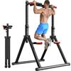 WATBKHE Power Tower Dip Station, barra pieghevole per trazioni domestiche, multifunzione Pull up Station Fitness Tower Attrezzo per l'allenamento della forza (Nero, Rosso-Multifunzionale)