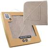 Trois Kilos Sept, Mantello da bagno per bambini Mini Noi 70 x 70 cm con guanto, spugna morbida, con cappuccio ricamato, ultra assorbente, lavabile a 30 °C, nascita, sabbia beige