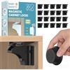 Dioxide Blocca Cassetti per Bambini，Chiudi Cassetti Bambini，Chiusura Cassetti per Bambini (20 Serrature + 4 Chiavi) Blocca Sportelli per Bambini per Armadi, Porte e Cassetti (Nero)
