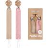 TYRY.HU Catenella Portaciuccio Tessuto Morbido Catenella Ciuccio Fatto a Mano Succhietto Porta Clip di Legno Cotone Bambini Ragazzi Massaggiagengive Clip Baby Regalo,2 Pezzi