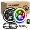 RIGIDON 2Pcs 7 Pollici Fari LED con Anello Di Montaggio, 50W 5000LM Faro a Led Bianco RGB Rotonde Luci Fuoristrada Hi/Lo Fascio DRL Anteriore Faro Lampada per Wrangler JK TJ LJ CJ Hummer