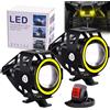 Biqing 2 fari anteriori per moto, U7 fari aggiuntivi per moto 12 V/24 V fendinebbia LED 6000 K con interruttore per quad scooter moto (giallo)