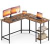 VASAGLE Scrivania per Computer a Forma di L, 130 x 130 x 76 cm, Scrivania ad Angolo con 2 Ripiani, per Ufficio Studio, Marrone Vintage e Nero Inchiostro LWD123K01V1