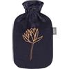 Fashy Borsa dell'acqua calda da 2,0 l, con rivestimento in ratina e applicazione floreale, colore: nero