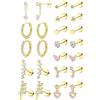 MILACOLATO 12 Paia Helix Piercing Orecchini Acciaio Chirurgico Placcati Oro 14K Set Orecchini Donna Cerchio Bottone Piccoli Anallergici Cuore CZ Cartilagine Piercing Conch Tragus-GP