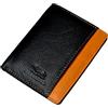 MORUCHA Portafoglio da uomo con blocco RFID, super sottile, minimalista, in pelle, M65, colore: nero e marrone chiaro