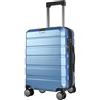 KROSER Bagaglio a mano rigido con sistema estraibile, ruote girevoli e serratura TSA integrata, robusto trolley con porta USB, bagaglio a mano da 20 pollici, blu chiaro