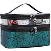 QH-Shop Borsa da Toilette Beauty Case da Viaggio Impermeabile Borsa Cosmetica Doppio Strato Donna Grande Organizzatore per Palestra Bagno Valigie e bagagli a Mano (Verde)