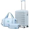 Sea choice Valigia Set 3 pezzi 55x40x20cm Bagaglio a Mano Ultra Leggero in ABS Trolley con 4 Rotelle Girevoli a 360° TSA Serratura contiene 1 borsa da viaggio e 1 borsa da toilette