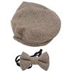 Pwshymi Cappello da Gentiluomo con Berretto Piatto Papillon Fotografia Prop Neonato Fotografia Puntelli Cappello con Papillon Set(Marrone)