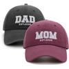 ViEinkaufen Set di 2 cappelli per mamma e papà, unisex, regolabile, in cotone, ricamato 3D, regalo classico per coppie e genitori