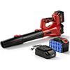 Candeon Soffiatore A Batteria Potente, 200km/h 6 Velocità Soffiatore Foglie Senza Fili Con 1.3Ah Batteria, 21000RPM Soffiatores Elettrico Giardino Con 2 Tubi Soffiaggio Staccabili Per Foglie, Neve, Polvere