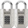 NOVLOCK Lucchetto a combinazione a 4 cifre - robusto e sicuro - arco in acciaio temprato da 7 mm - per armadietti, armadi, cancelli, recinzioni e capanni - 2 pezzi, argento