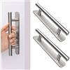 AROMUJOY Maniglie Autoadesive per Porte, 2 Pezzi Maniglie per Mobili, 128mm Maniglia Autoadesiva per Porta Scorrevole in Acciaio Inox per Porta del Balcone, Senza Trapano, Cassetti, Armadi, Argento