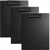 Ziyonix 3 Pezzi Portablocco A4, Cartellina Rigide con Pinza in Metallo Nero Cartelle Portadocumenti in Plastica per Scuola Ufficio e Biblioteca
