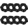 DYSWTUE 8 Pezzi Scrunchies per Capelli, Elastico in Scrunchies, Scrunchies per Capelli in Raso, Supporti per Coda di Cavallo Neri per Spessi, per Donna, Accessori Quotidiani