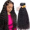 Shoaiye Human Hair Bundles Water Wave Capelli Veri Tessitura Unprocessed Remy Machine Weave Extensions Double Weft Natural Black Color for Women 14 16 18 Inch