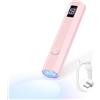 Saviland SAVILAN Lampada LED Unghie Portatile, Mini Lampada LED Unghie con 2 Timer, Display LCD, Luce UV Unghie Piccola, USB Ricaricabile e Portatile per Unghie Gel Sciugatura Rapida Rosa