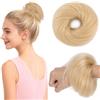 MY-LADY Chignon Finto per Capelli Veri- Cerchio Elastico Dritto Biondo - Facile Updo Naturale per Donne Ragazze 25g Liscio