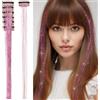 YTBYT 6 Pcs Extension Capelli Colorati con Clip 20,5 pollici Resistente al Calore Glitter Sintetici Estensioni Capelli Fairy Hair Accessori per Hair Styling Regalo di Festa (Rosa)